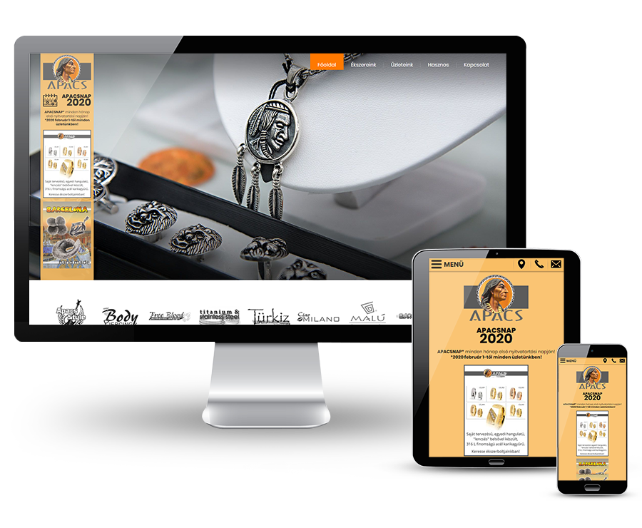 Apacsezust.hu - Ezüst és nemesacél ékszerek - Reszponzív honlapkészítés