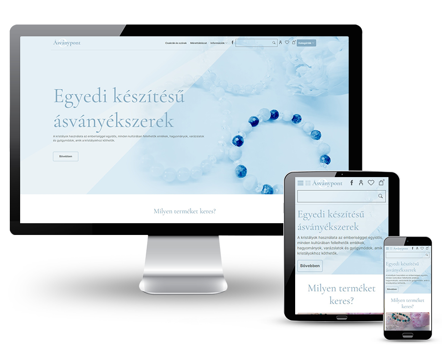 Asvanypont.hu - Egyedi készítésű ásványékszerek - reszponzív webshop készítés