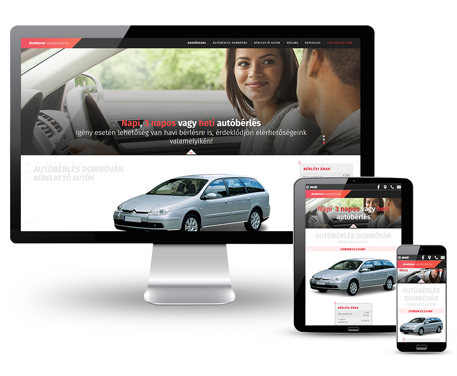 Autó bérbeadással foglalkozó cég bemutatkozó weboldalának készítése