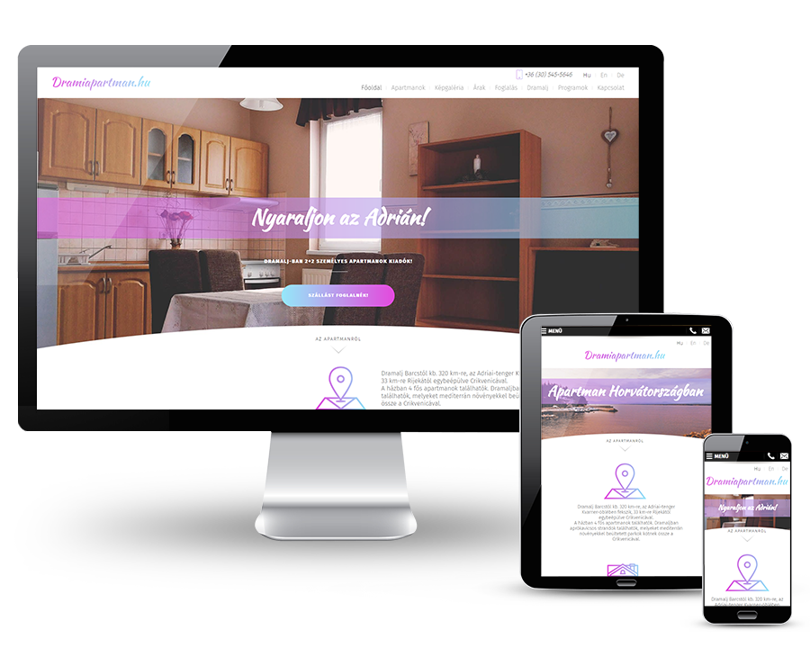 Drami Apartman mobilbarát bemutatkozó weblapkészítés