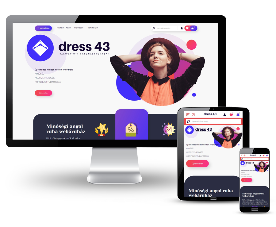 Dress43.hu - Válogatott használt ruházat - reszponzív webáruház készítés