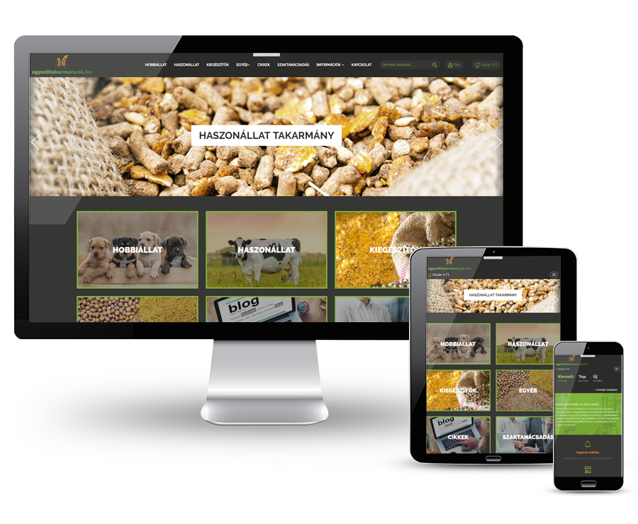 Egyeditakarmanyok.hu - Egyedi takarmányok reszponzív webáruház készítés