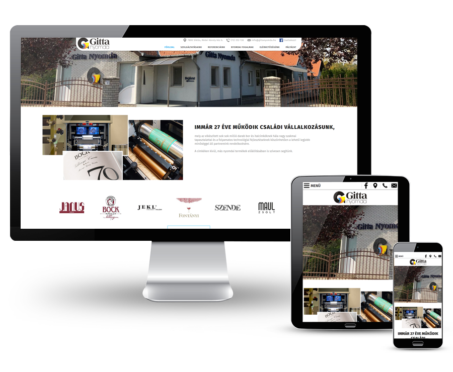 Gittanyomda.hu - nyomdai szolgáltatások - megújítása, reszponzív honlapkészítés