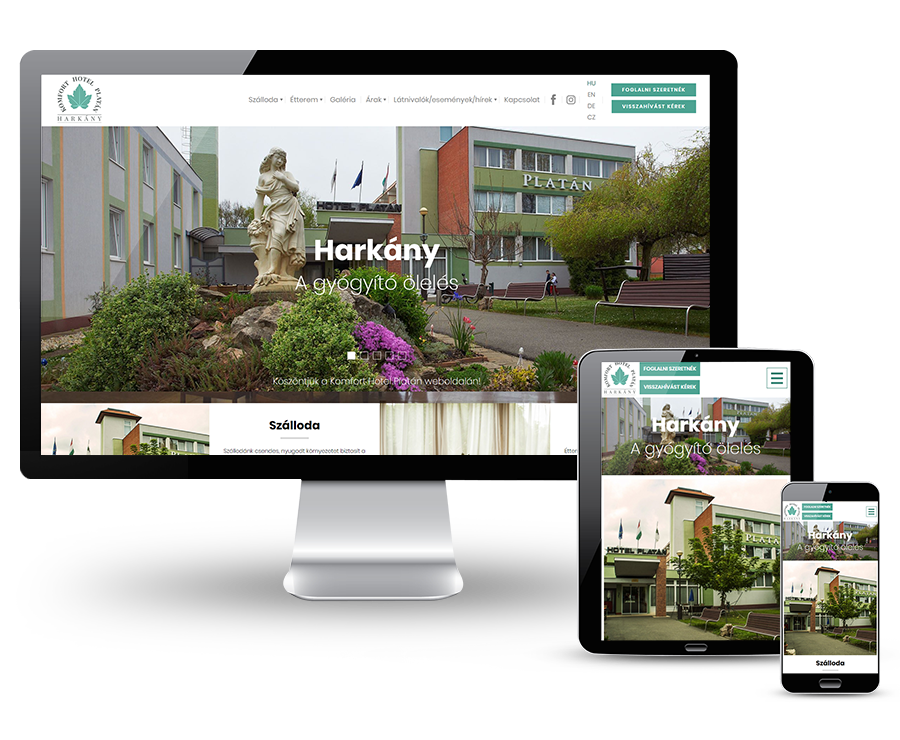 Hotelplatan.com - Komfort Hotel Platán - reszponzív honlapkészítés