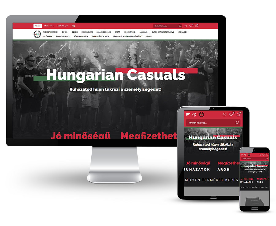 Hungariancasuals.com - Szurkolói bolt, szurkolói ruházat - reszponzív webáruház készítés