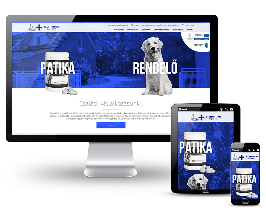 Kapocskft.hu állatorvosi rendelő és patika mobil barát honlap készítés