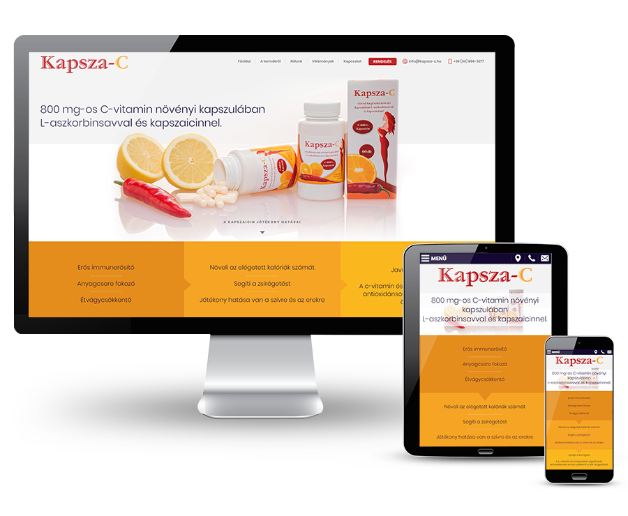 Kapsza-c.hu - 800 mg-os C-vitamin növényi kapszulában - reszponzív honlapkészítés