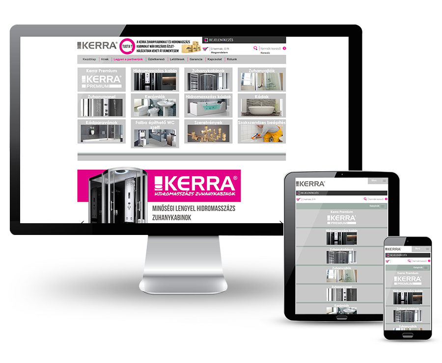 Kerra.hu nagykereskedelmi szaniter reszponzív webáruház készítése