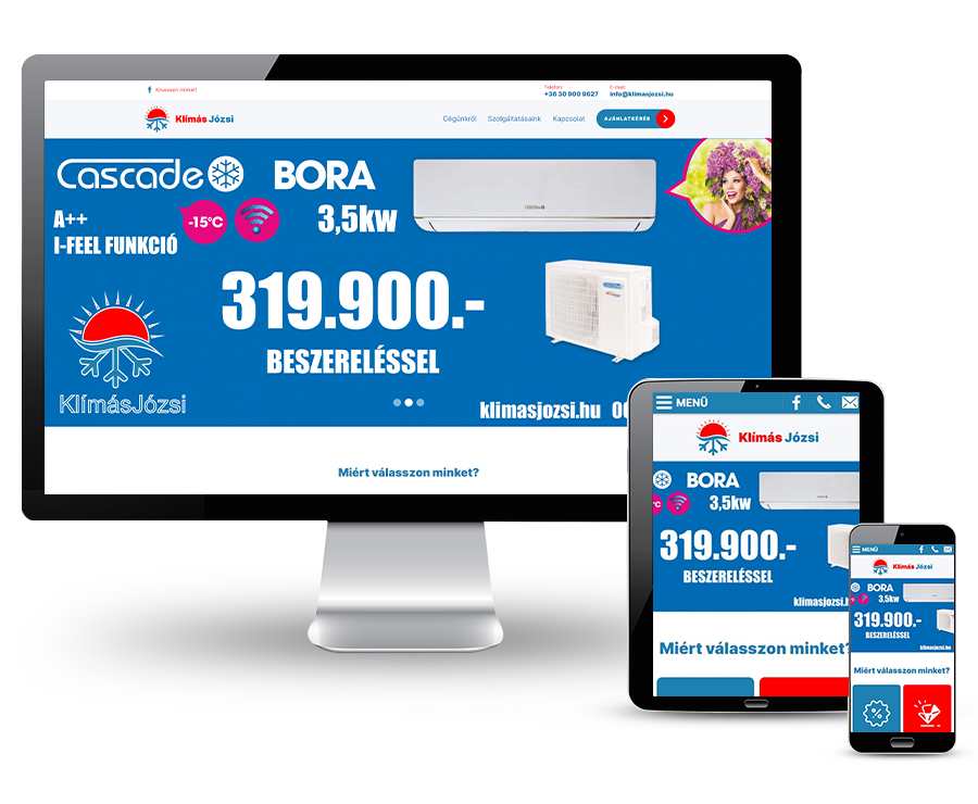 Klimasjozsi.hu - Klíma szerelés, telepítés, tisztítás, Budaörs és Budapest - reszponzív weboldal készítés Klimasjozsi.hu - Klíma szerelés, telepítés, tisztítás, Budaörs és Budapest - reszponzív weboldal készítés