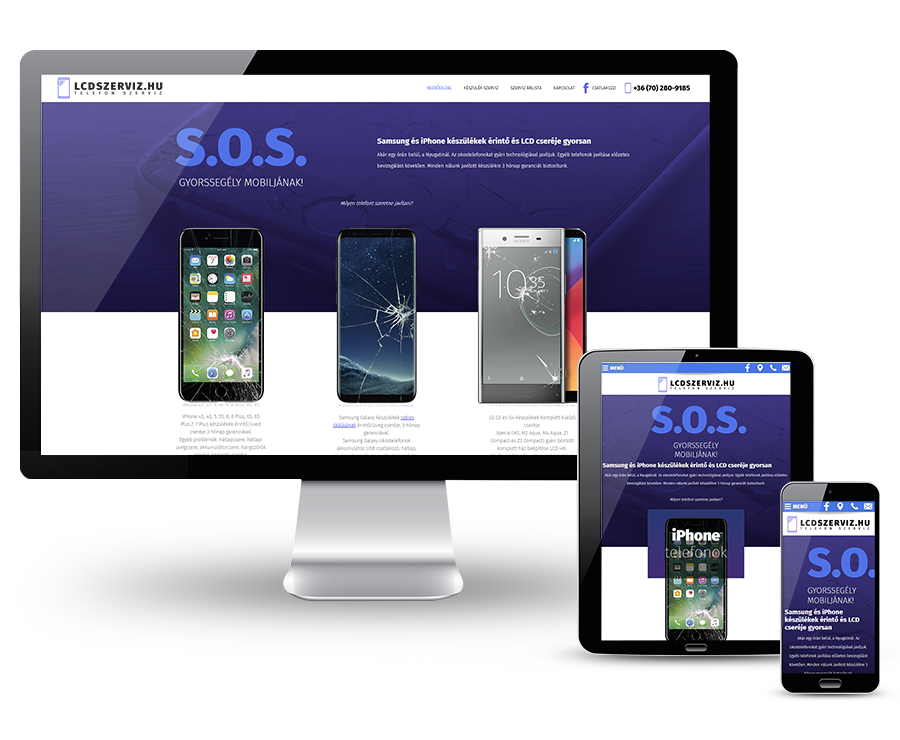 Lcdszerviz.hu - Samsung és iPhone szerviz reszponzív weboldalának készítése