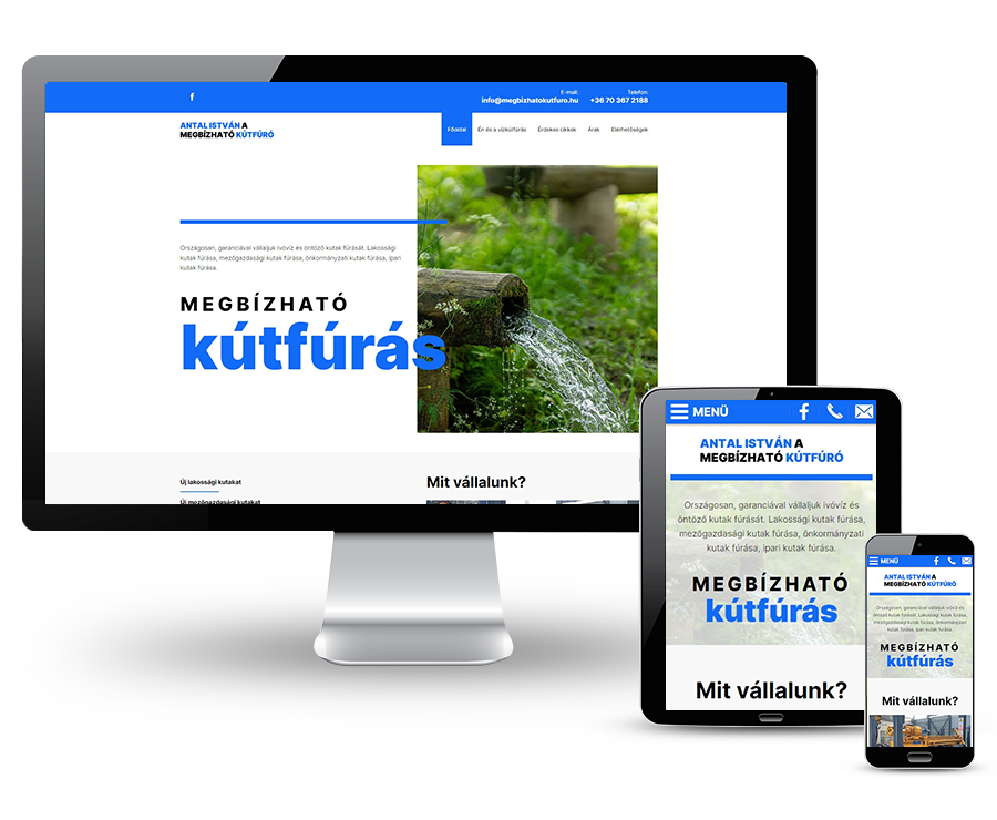 Megbizhatokutfuro.hu - Kútfúrás, megbízható profi kútfúró országosan - reszponzív weboldal készítés
