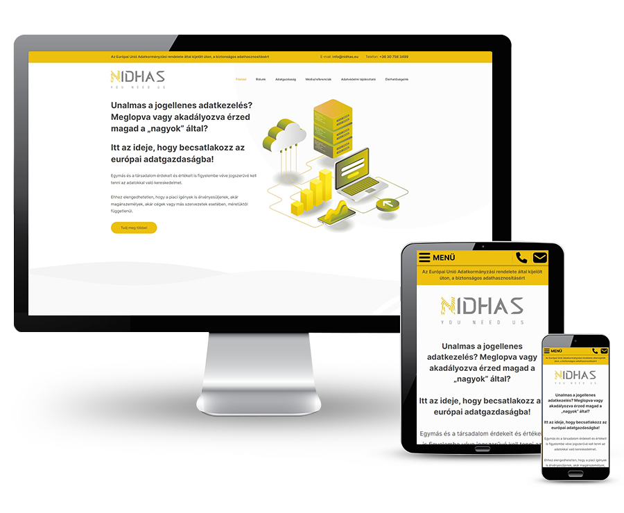 Nidhas.eu - Adatok jogszerű tranzakciók lebonyolítása - reszponzív weboldal készítés