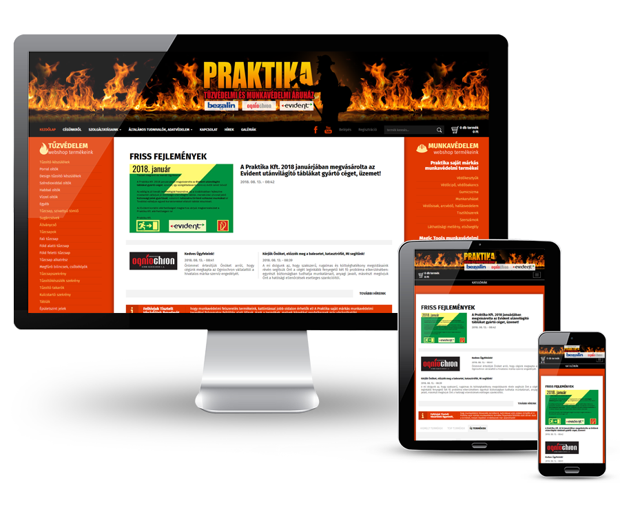 Praktikatuzvedelem.hu - Tűzvédelmi és munkavédelmi reszponzív webáruház készítése