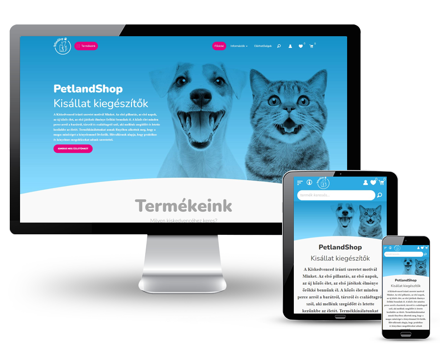 Petlandshop.hu - Macska és kutya kiegészítők, termékek - reszponzív webáruház készítés