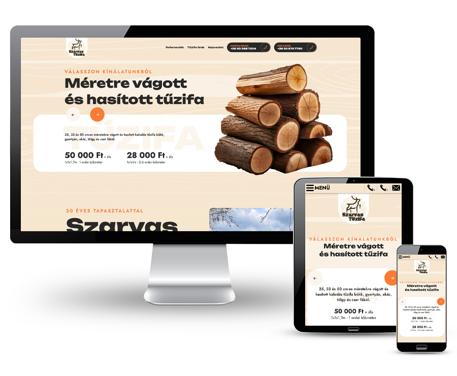 Szarvastuzifa.hu - Kalodás és ömlesztett tűzifa forgalmazás, raklap készítés - reszponzív weboldal készítés Szarvastuzifa.hu - Kalodás és ömlesztett tűzifa forgalmazás, raklap készítés - reszponzív weboldal készítés