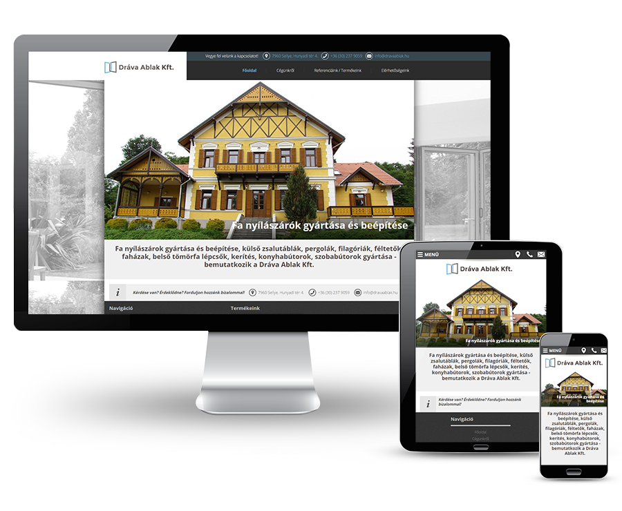 Dravaablak.hu reszponzív bemutatkozó weboldal készítése