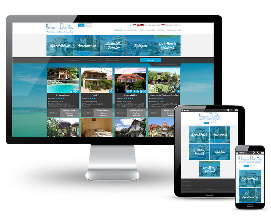 Ungarnbooking.com reszponzív szállásközvetítő honlap fejlesztése