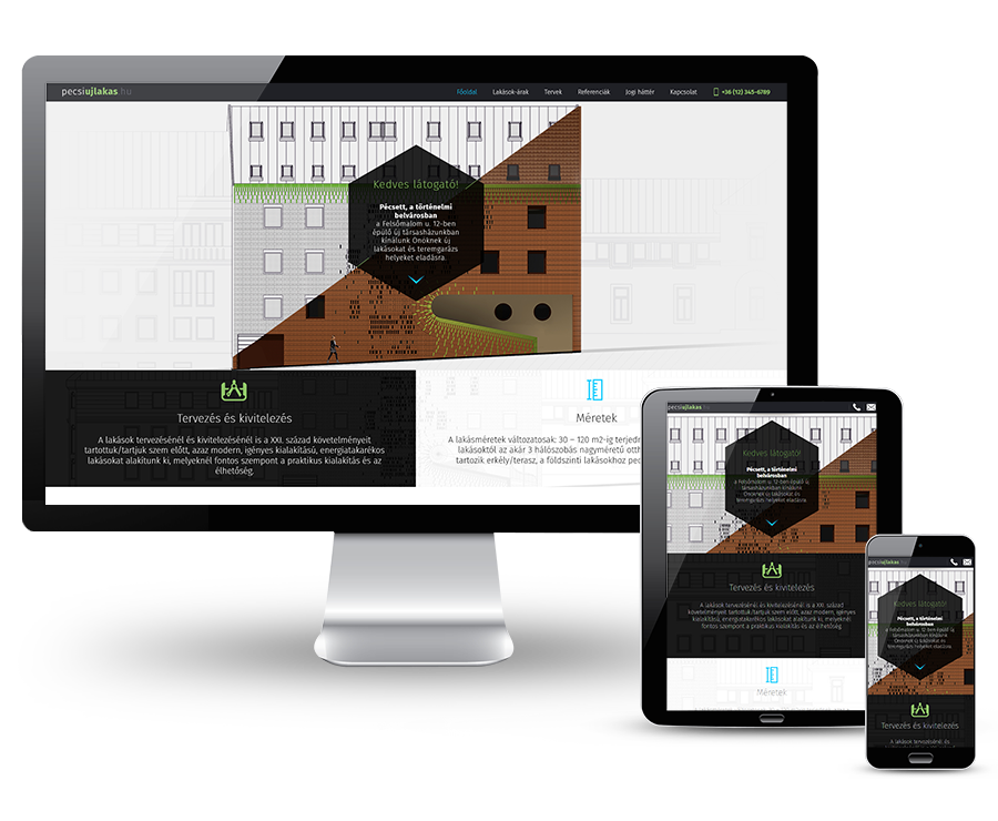 Pecsiujlakas.hu reszponzív bemutatkozó weboldal