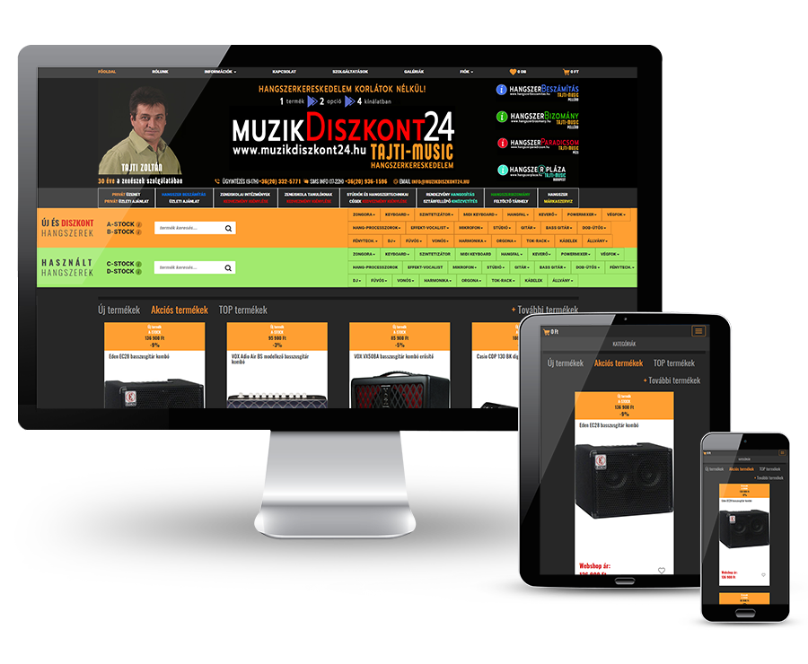 Muzikdiszkont24.hu - Hangszerkereskedelem korlátok nélkül - Reszponzív webáruház készítés