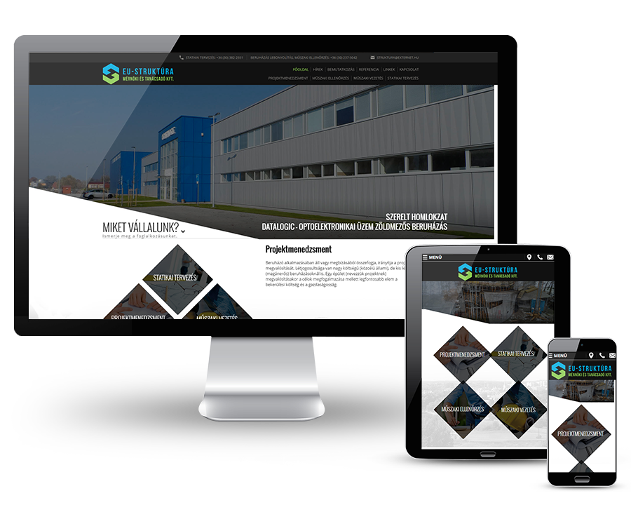 Eustruktura.hu reszponzív bemutatkozó weboldal készítés