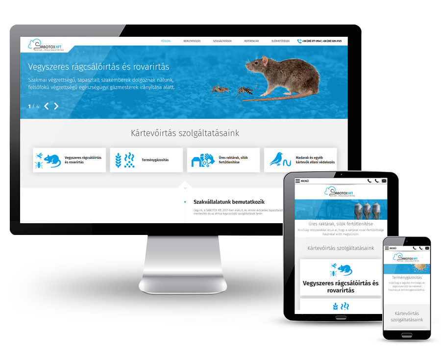 Sabotox.hu - rágcsálóirtás, rovarirtás, terménygázosítás - reszponzív honlapkészítés