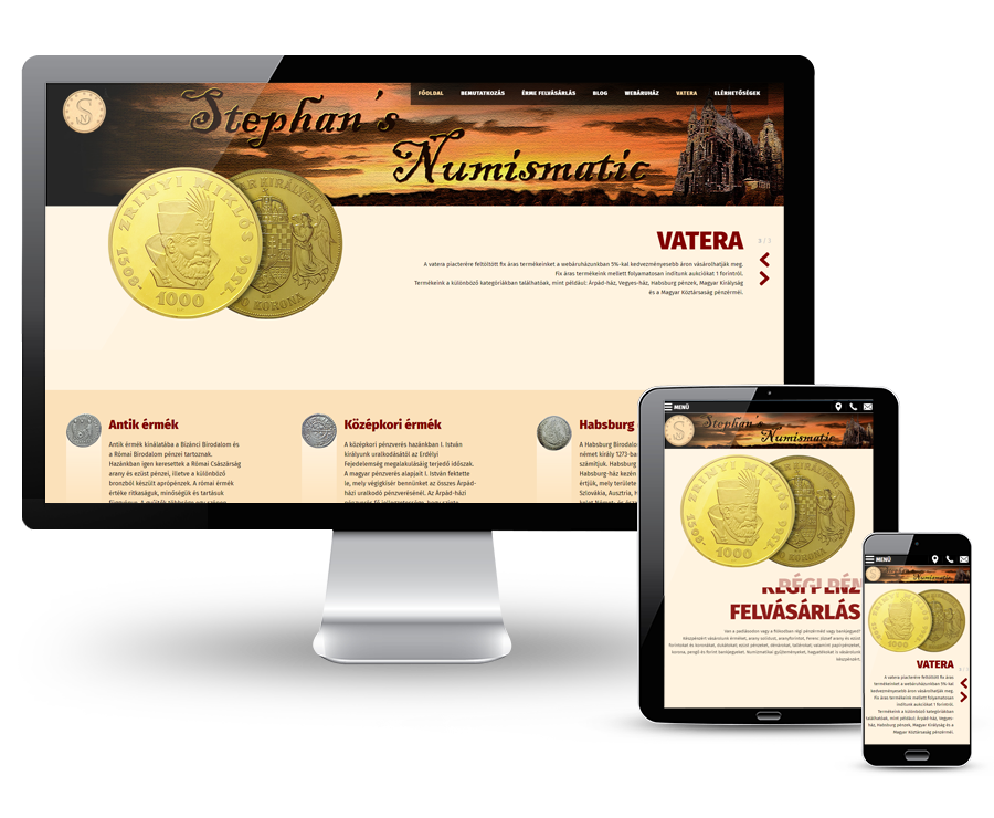 Stephansnumismatic.eu pénzérme felvásárlással foglalkozó weboldal készítése