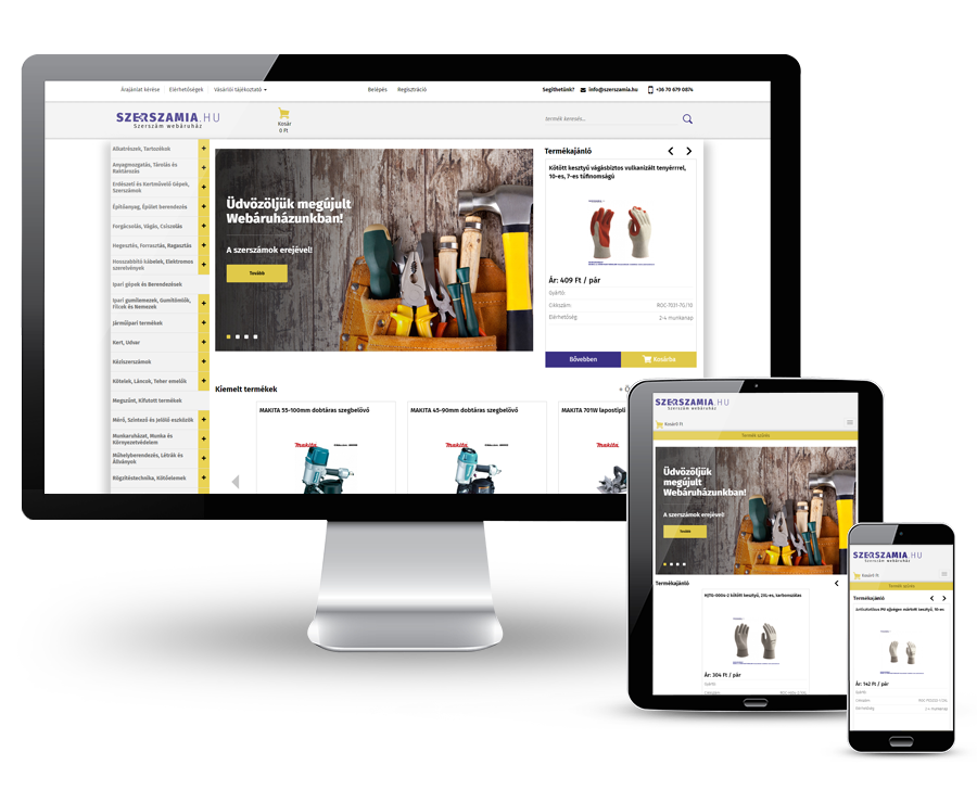 Szerszamia.hu - reszponzív szerszám webáruház készítés