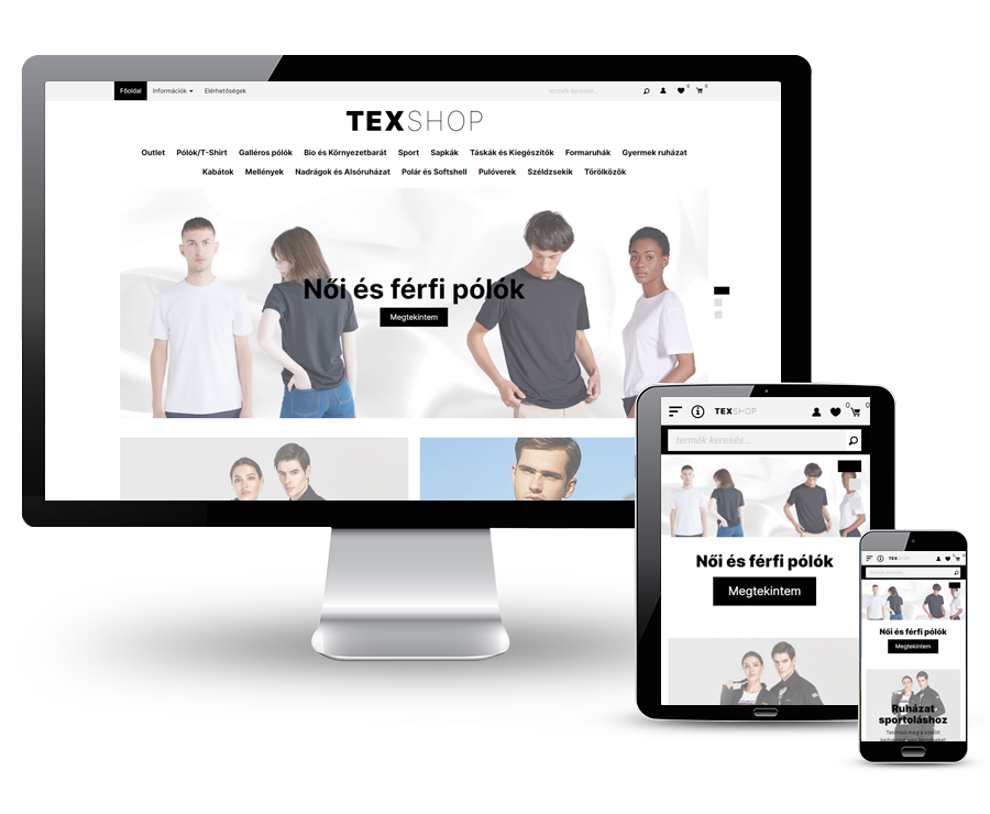 Texshop.hu - Női, férfi divat és ruházati webáruház - reszponzív webáruház készítés