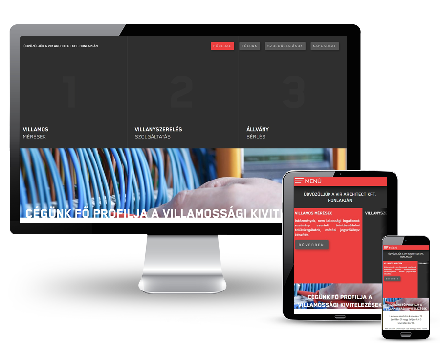Virarchitect.hu - villanyszerelés, villamos mérések - reszponzív honlap készítés