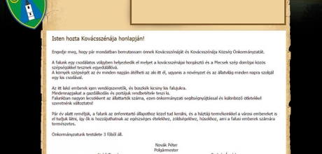 Honlapkészítés: Kovácsszénája Község Önkormányzat