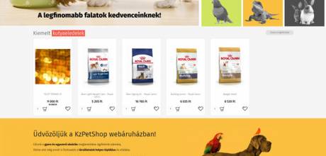 Kzpetshop.hu kisállat eledelek táplálékkiegészítők - reszponzív webáruház készítés