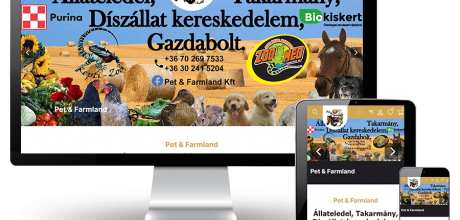 Petfarmland.hu - Állateledel bolt, takarmány, díszállat kereskedelem - reszponzív webshop készítés