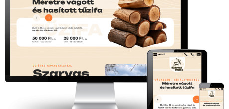 Szarvastuzifa.hu - Kalodás és ömlesztett tűzifa forgalmazás, raklap készítés - reszponzív weboldal készítés