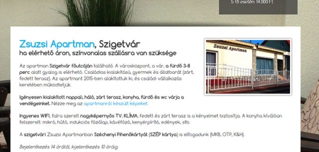 Zsuzsi Apartman, Szigetvár bemutatkozó weboldal készítés