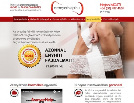 Aranyerhelp.hu reszponzív termékbemutató oldal megújítás