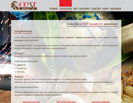 CERT Tanusító Zrt. bemutatkozó weboldalának készítése