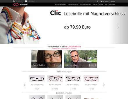E-linse.de - Online optiker - reszponzív webáruház készítés