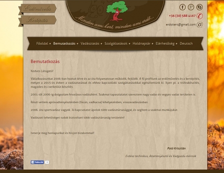 Erdőművelés, kertépítés, vadásztatás céges bemutatkozó honlap készítés