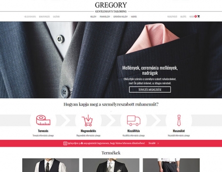 Gregorytailoring.com személyre szabott alkalmi ruha reszponzív webáruház készítés