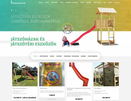 Kertijatek.com - játszóházak, játszótéri eszközök, kerti játékok reszponzív webáruház készítés