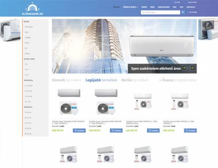 Klimasarok.hu - többféle klímafajták forgalmazása, beszerelése - reszponzív webáruház készítés