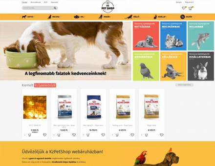 Kzpetshop.hu kisállat eledelek táplálékkiegészítők - reszponzív webáruház készítés