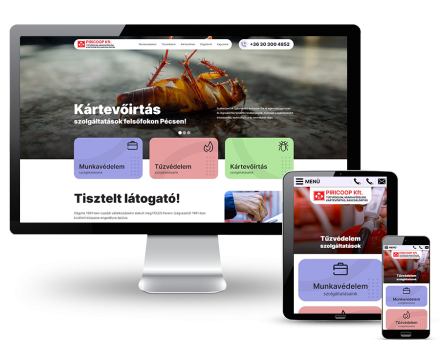Piricoop.hu - Munkavédelem, tűzvédelem, kártevőirtás - reszponzív honlapkészítés