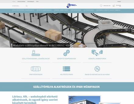 Shop.lorinczkft.hu - Szállítópálya alkatrészek és ipari műanyagok - reszponzív webáruház készítés