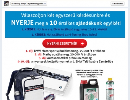 Facebook nyereményjáték - m-tuningshop.hu