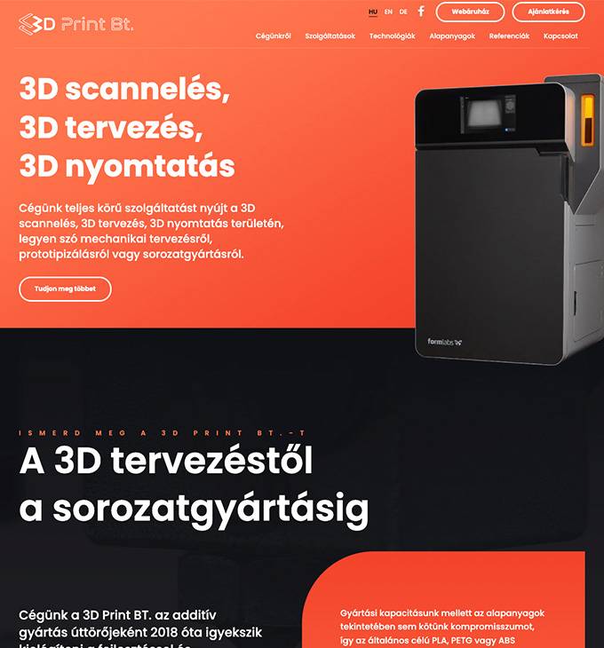 3dprintbt.hu weboldalkészítés a Demján Sándor Program pályázat keretében