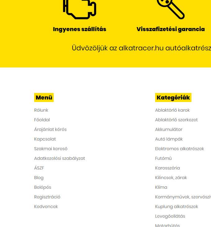 Alkatracer.hu - autóalkatrész reszponzív webáruház készítés