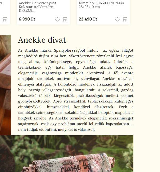 Anekketaska.hu - táksa, hátizsák, laptoptáska, utazótáska - reszponzív webáruház készítés
