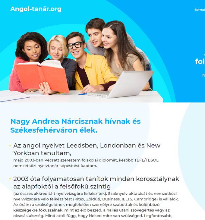 Angol-tanar.org - Angol tanár Székesfehérváron és online is - reszponzív honlapkészítés