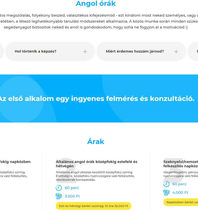 Angol-tanar.org - Angol tanár Székesfehérváron és online is - reszponzív honlapkészítés